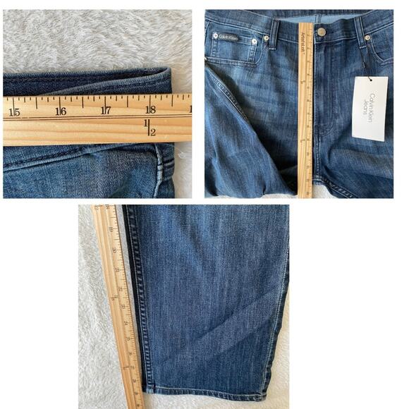 Calvin Klein Slim Straight Fit Black Jeans Men 36x30 Blue Denim Medium Wash NWT - Picture 9 of 9